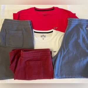 Hollister 5-piece bundle - 3 sweat shorts & 2 tee shirts - all men’s large